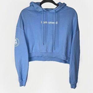 Barstool Chicks I Am Unwell Cropped Hoodie Blue Women’s Size Large USA Made